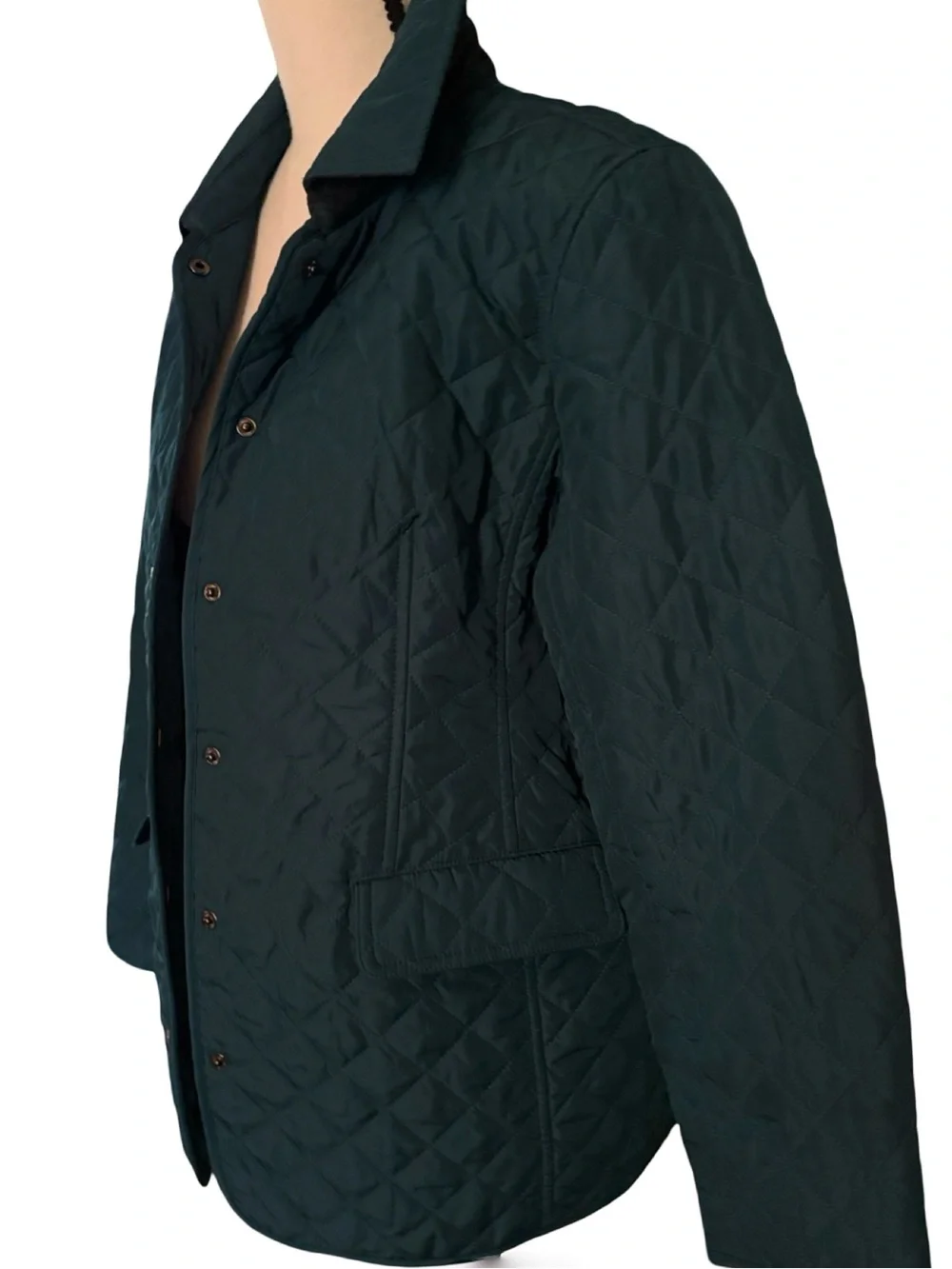 Chico's Quilted Snap Front Barn Jacket in Deep Teal Size 8 - Picture 7 of 13